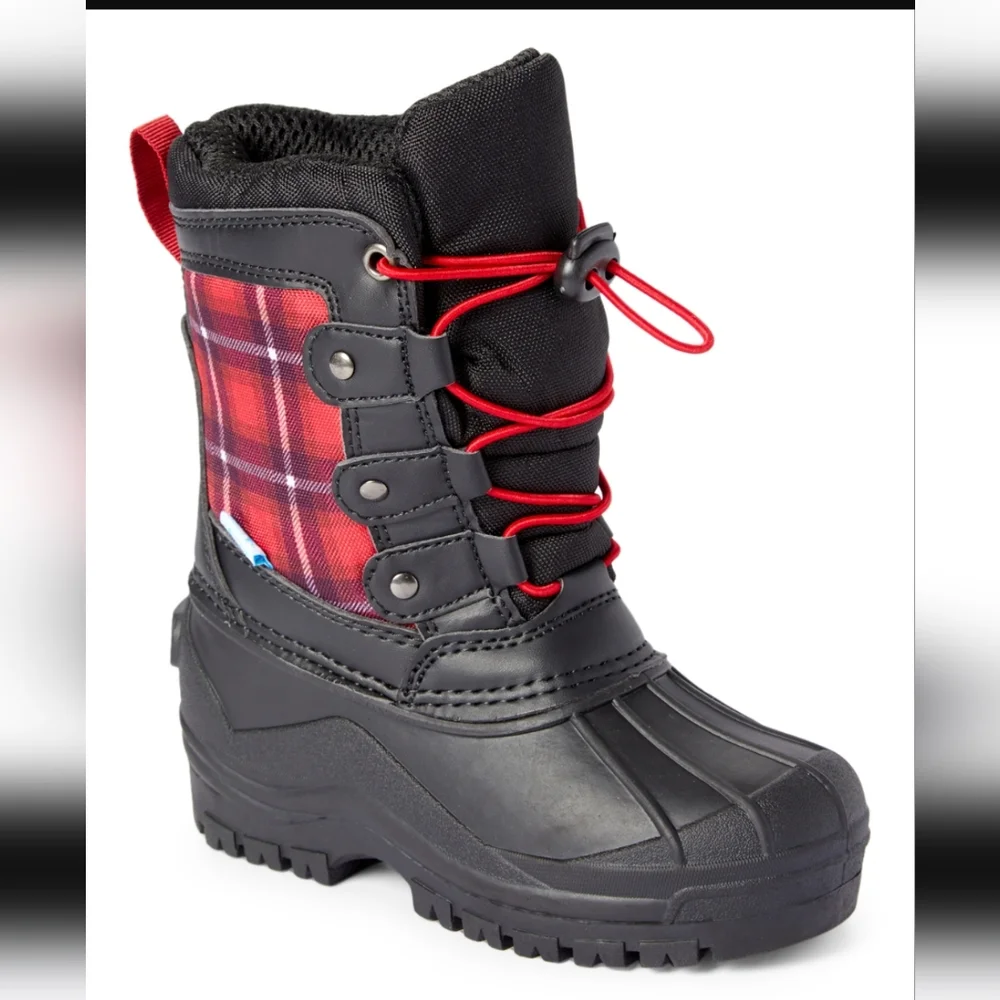 ZOOGS | Black & Red Plaid High Togg Snow Boot - Toddler 7
